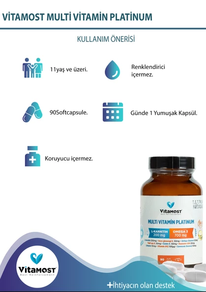 MULTİ VİTAMİN PLATİNUM 90 SOFT JEL KAPSÜL 1400 MG - Resim 3