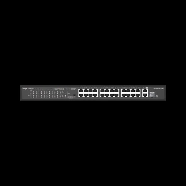 Ruijie-Reyee RG-ES126S-LP 24 Port Poe+ 10-100 Mbps + 2 Port 10-100-1000 Mbps Uplink Switch ürün görseli 1