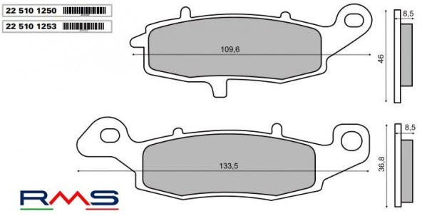 SUZUKI GSF 650 BANDIT S 2005-2006 ÖN SAĞ FREN BALATA RMS SİNTER METAL ürün görseli 1
