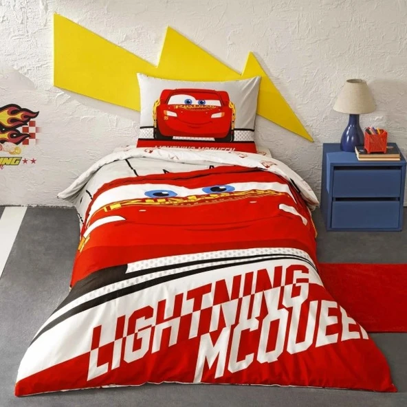 Taç Lisanslı Disney Cars Lightning Tek Kişilik Nevresim Takımı ürün görseli 1