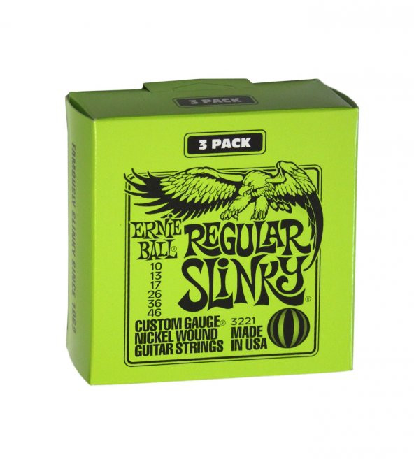 Ernie Ball P03221 Regular Slinky Elektro Gitar Teli 3 lü Paket 10-46 - 3 SET ürün görseli 1