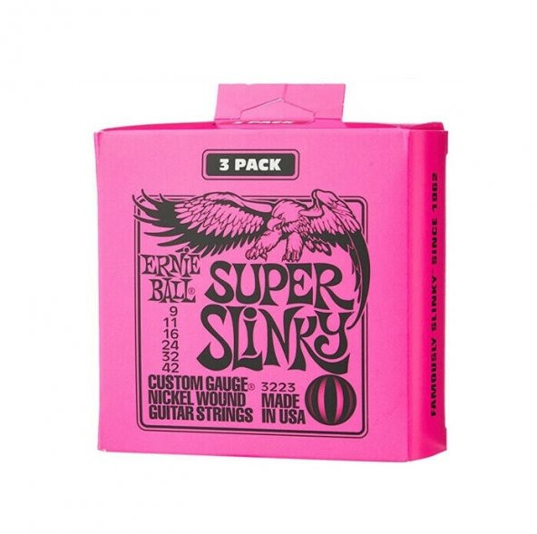 Ernie Ball P03223 Super Slinky Elektro Gitar Teli 3 lü Paket 09-42 - 3 SET ürün görseli 1