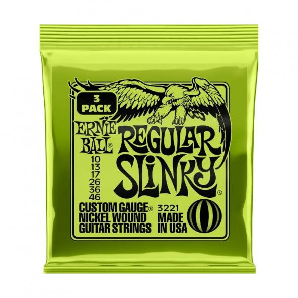 Ernieball P03221 REGULAR SLINKY 3 PACK Elektro Tel (3lü Paket) ürün görseli 1