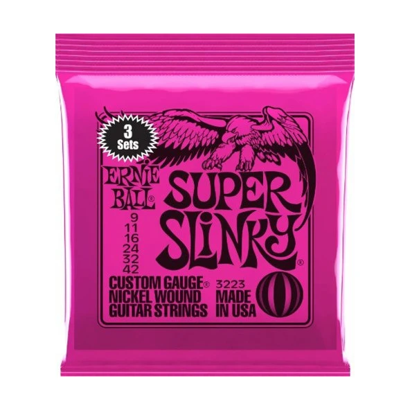 Ernie Ball P03223 Super Slinky Elektro Tel Seti 3lü Paket ürün görseli 1