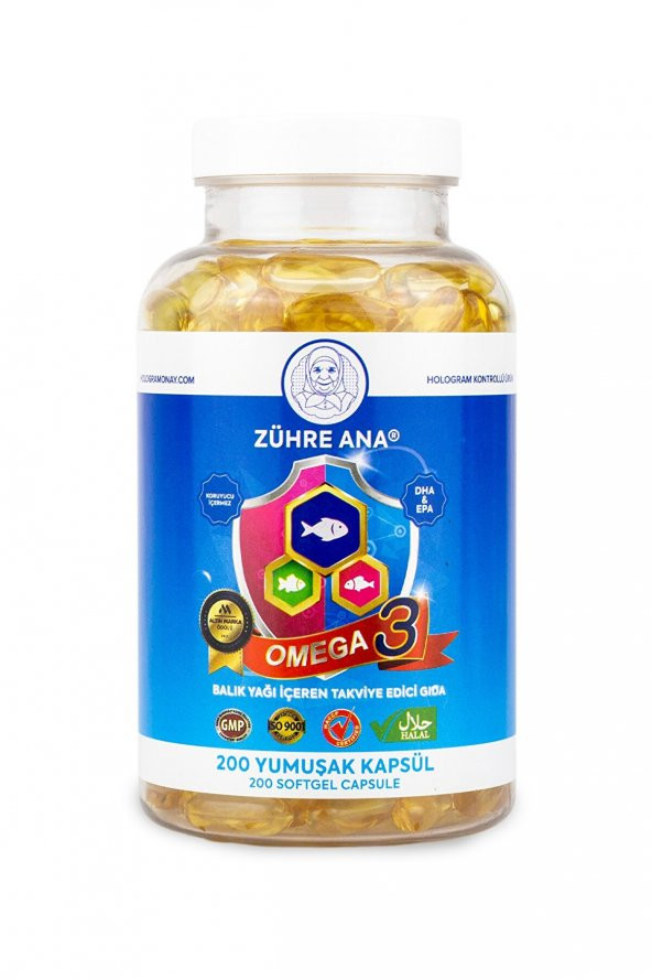 Zuhre Ana Omega 3 Balik yağı - 200 Kapsul (1300 Mg) ürün görseli 1