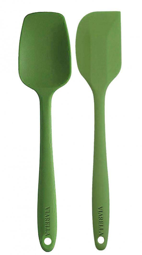 Silikon Kaşık Spatula Seti 2lı Büyük Boy Yanmaz Yapışmaz Çizmez Yeşil ürün görseli 1