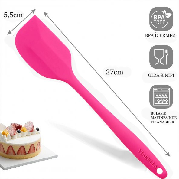 Silikon Spatula Büyük Boy Yanmaz Yapışmaz Çizmez Fuşya ürün görseli 1