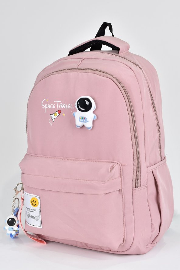 Elatae Unisex Çok Gözlü Günlük Seyahat Okul Sırt Çantası Pembe 51497 ürün görseli 1
