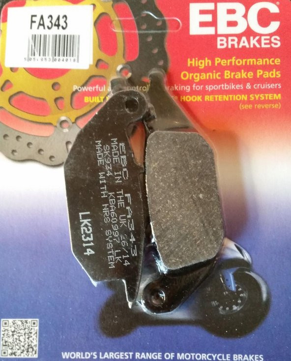Ebc Fa343 2004-2010 Honda CBR 125 R Uyumlu Arka Fren Balatası Organik Balata ürün görseli 1