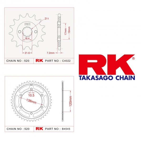 Honda CBR 250 Ön Arka Dişli RK 2011-2013 ürün görseli 1