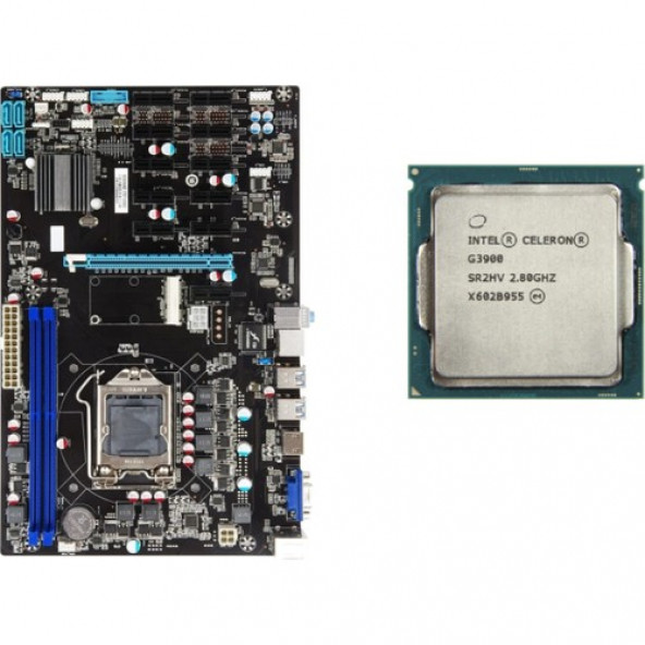 Ofispc Esonic B250 Btc Gladiator 12LI Anakart + G3900 Işlemci Mining Anakart ürün görseli 1