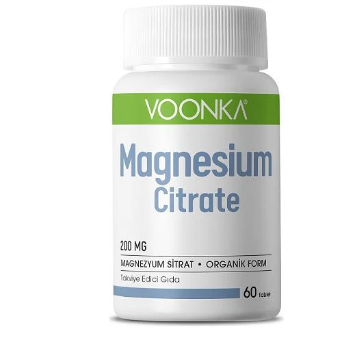 Voonka Magnesium Citrate 200 mg (Magnezyum Sitrat) 60 Tablet ürün görseli 1