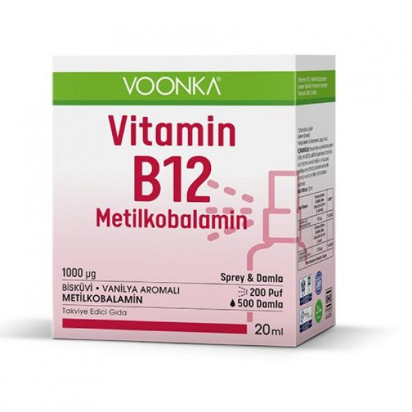 Voonka Vitamin B12 Metilkobalamin Sprey & Damla 20 ml ürün görseli 1
