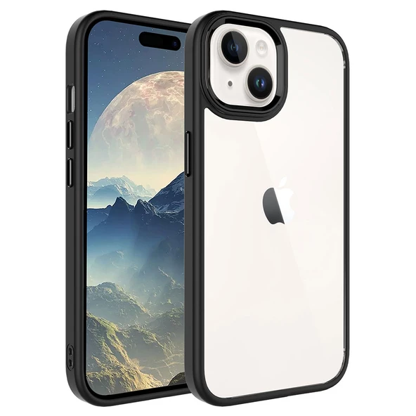 Gpack Apple iPhone 15 Plus Kılıf Krom Kamera Çıkıntılı Nikelaj Hassas Tuşlu Arkası Cam ürün görseli 1