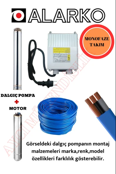 4SDM10/10 2HP ALARKO 50 MT KABLOLU VE PANOLU MONOFAZE TAKIM DALGIÇ POMPA ürün görseli 1