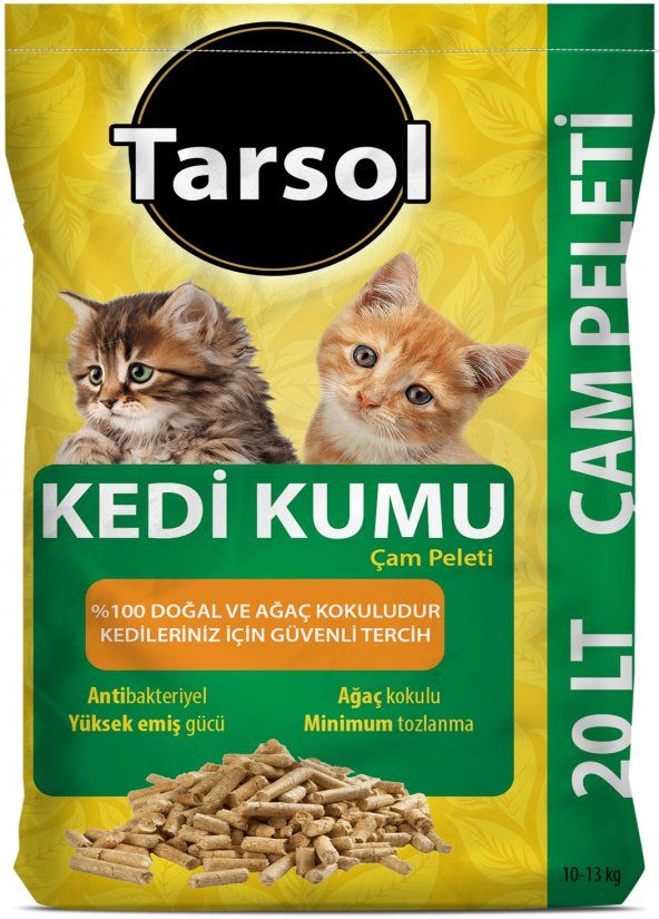 TARSOL KEDİ KUMU ÇAM PELETİ 20 LT EKONOMİK BOY 100 DOĞAL ürün görseli 1