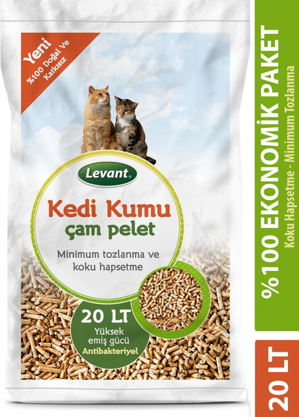 KEDİ KUMU 20 LT 100 ÇAM PELETİ VE ORGANİK EKO PAKET ürün görseli 1