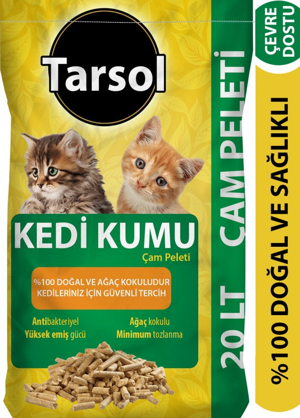 TARSOL KEDİ KUMU ÇAM PELETİ 20 LT EKONOMİK BOY 100 ORGANİK ürün görseli 1