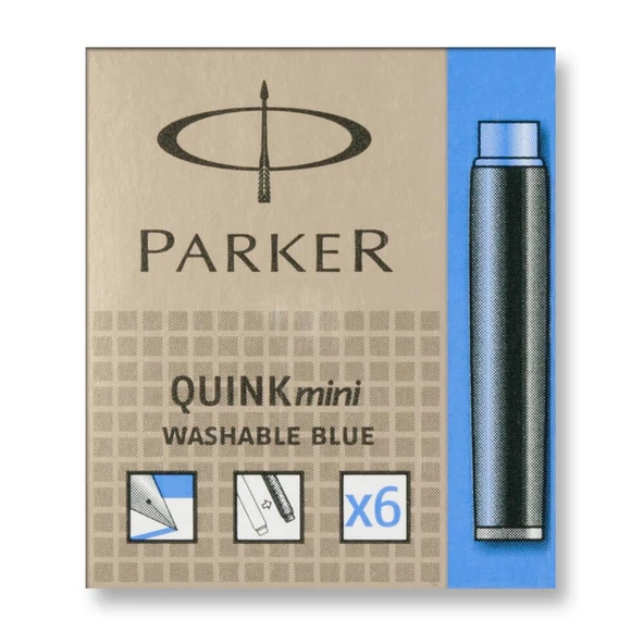 PARKER QUINK DOLMA KALEM KARTUSU KISA MAVI 6 LI ürün görseli 1