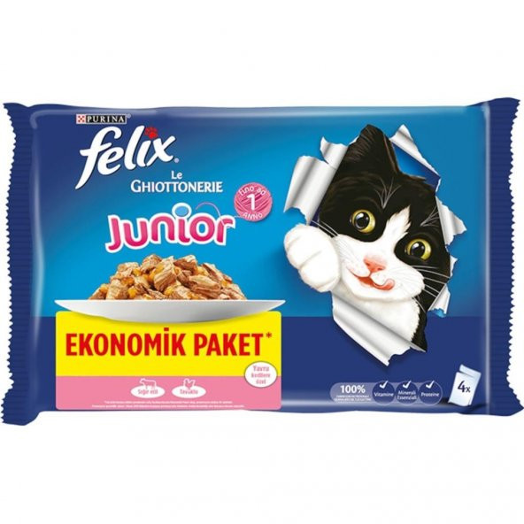 Felix Tavuk Sığır Etli Yavru Yaş Kedi Maması 4 Al 3 Öde ürün görseli 1