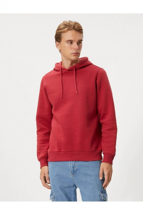 4WAM70023MK Koton Erkek Sweat BORDO - Resim 2