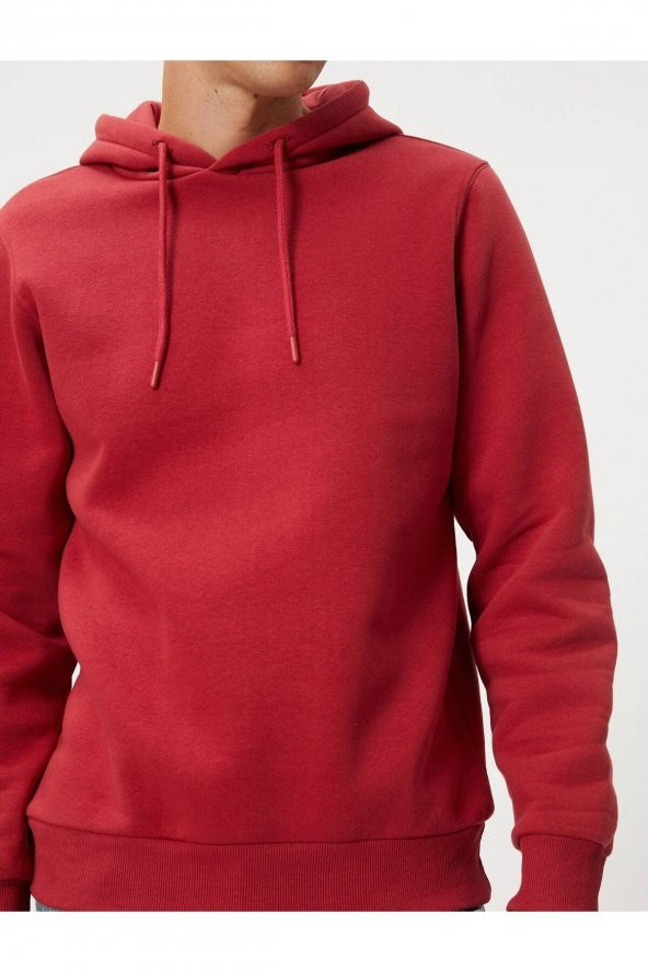 4WAM70023MK Koton Erkek Sweat BORDO - Resim 3