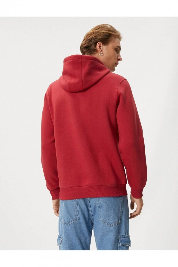 4WAM70023MK Koton Erkek Sweat BORDO - Resim 5