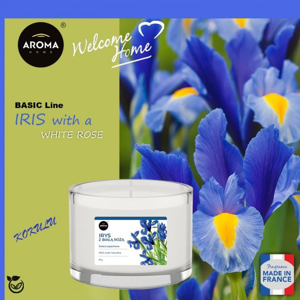 Aroma Basic Line Kokulu Mum Iris with a white rose  115gr. - Resim 3