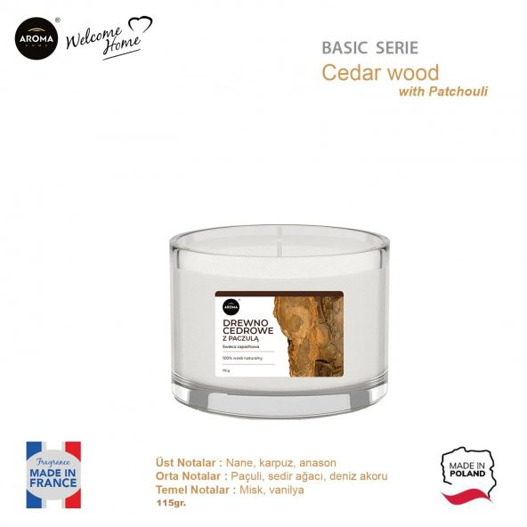 Aroma Basic Line Kokulu Mum Cedar wood with patchouli  115gr. - Resim 2