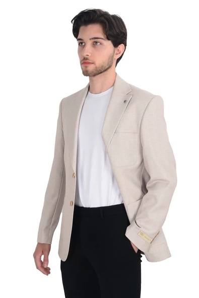Cengiz İnler Kırçıllı Slim Fit Erkek Ceket - Resim 6