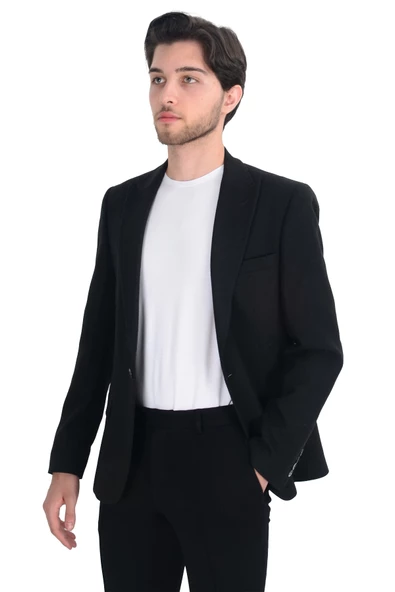 Cengiz İnler Kırlangıç Yaka Yün Karışımı Slim Erkek Ceket ürün görseli 1
