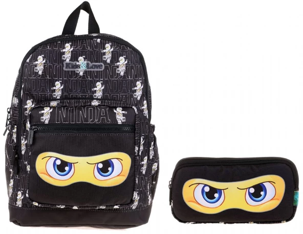 Kaukko Kids&Love Sarı Siyah Ninja İlkokul Çanta ve Kalemlik Seti - Erkek Çocuk ürün görseli 1