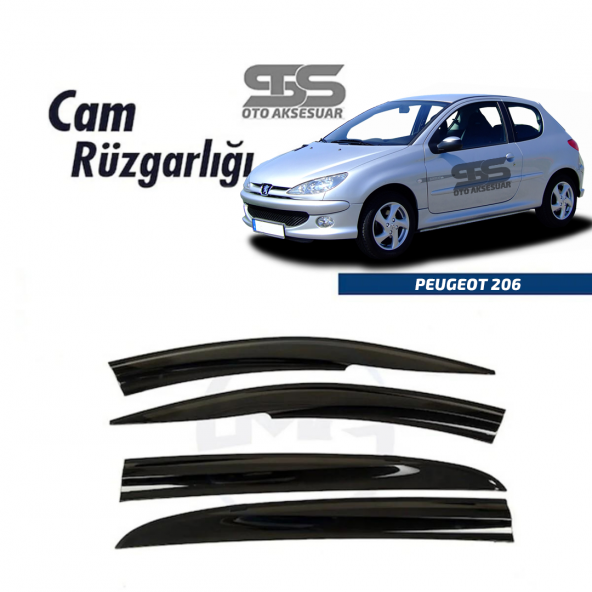 Cam Rüzgarlığı Peugeot 206 1998-2012 Arası Mügen Tip Piano Black ürün görseli 1