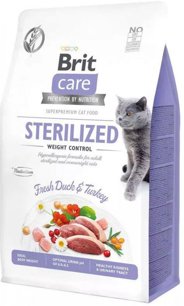 Brit Care Tahılsız Ördekli Kilo Kontrolü için Kısırlaştırılmış Kedi Maması 7 Kg ürün görseli 1
