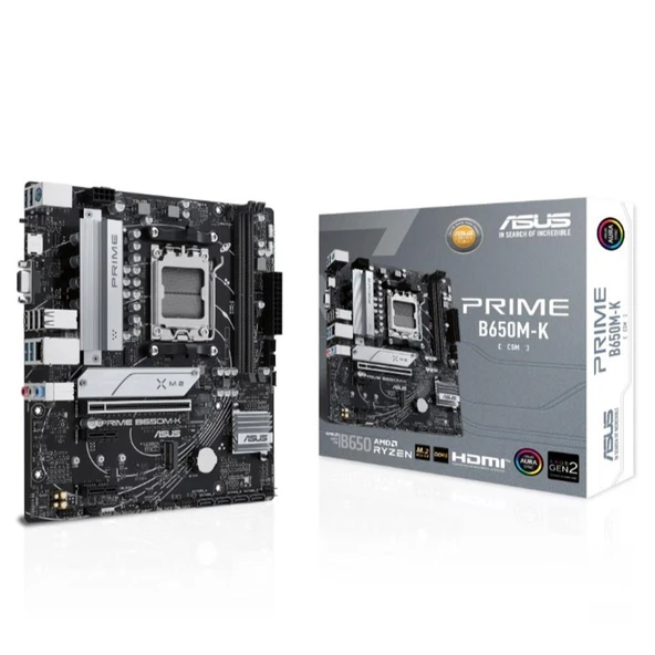 Asus Prime B650M-K AMD B650 6400+ MHz(OC) DDR5 AM5 Micro ATX Anakart ürün görseli 1