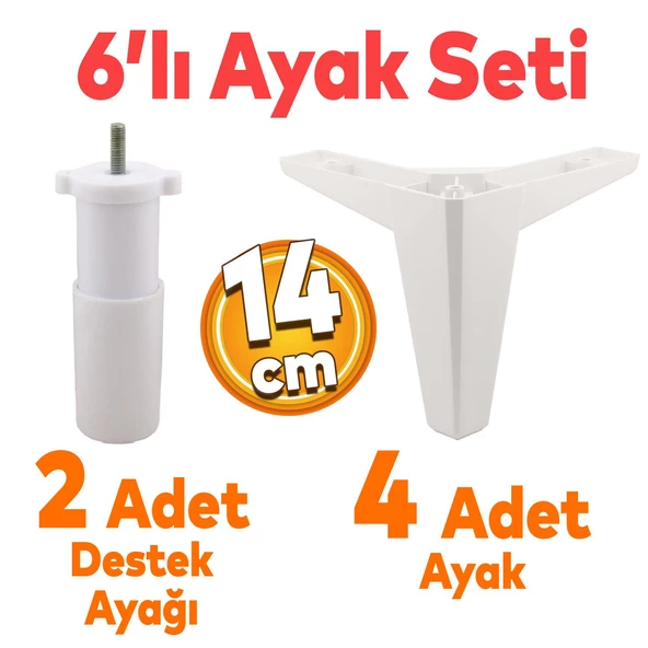 Sedir 6'lı Set Mobilya Tv Ünitesi Çekyat Koltuk Kanepe Destek Ayağı 14 Cm Beyaz Kanat 17 Ayakları ürün görseli 1