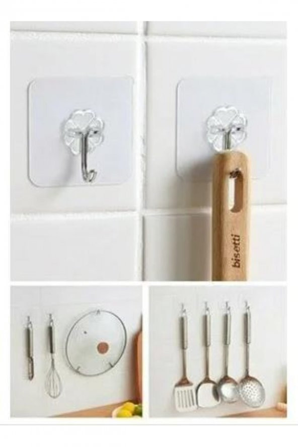 Kendinden Yapışkanlı Şeffaf Askı 5 Li Set Banyo Mutfak Askısı ürün görseli 1