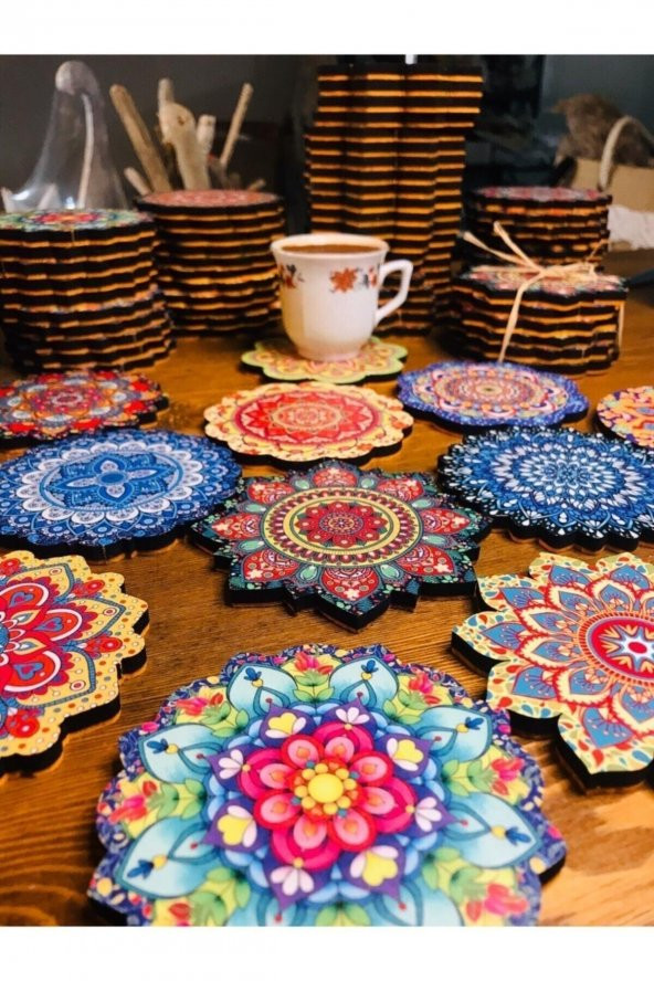 6 Adet Çini Desenli Bardak Altlığı - Resim 2