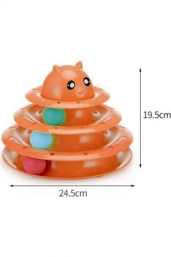 petzom Pet Zoom Petzoom 3 Katlı Kedi Başlıklı Kedi Oyuncağı Turuncu ürün görseli 1
