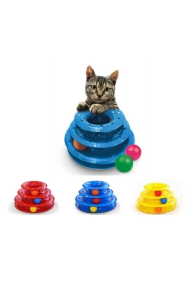 forlifeavm Tower Of Tracks Toplu Yuvarlak Kedi Oyuncağı Kedi Eğlencesi 3 Katlı Oyuncak ürün görseli 1