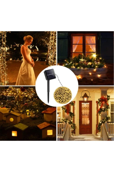 ENASHOP SOLAR BAHÇE PERİ LED 12m 100 LED , gün ışığı, 8 fonksiyon, solar led ürün görseli 1