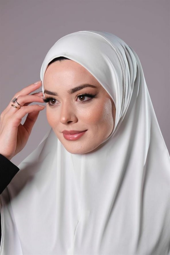 Krem Pratik Hazır Geçmeli Tesettür Eşarp Sandy Kumaş Düz Hijab 2308_40 ürün görseli 1