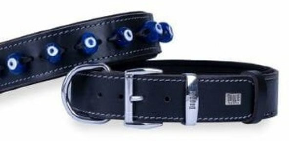 Doggie Konfor Deri Nazar Boncuklu Boyun Tasması Siyah 4X57-65Cm ürün görseli 1