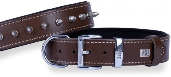 Doggie Konfor Deri Çivili Boyun Tasması Kahve 3,5X47-55Cm ürün görseli 1