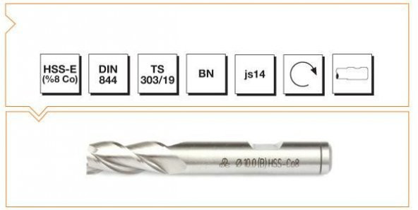 Mte Hsse Dın 844/bn Parmak Freze 16mm Kısa ürün görseli 1