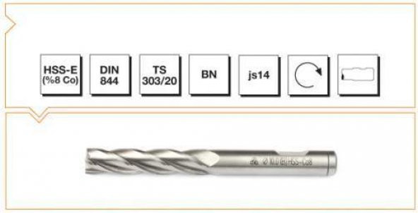 Mte Hsse Dın 844/bn Parmak Freze 10 Mm Uzun ürün görseli 1