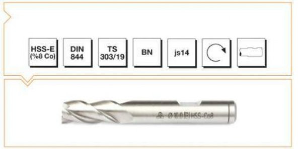 Mte Hsse Dın 844/bn Parmak Freze 3mm Kısa ürün görseli 1