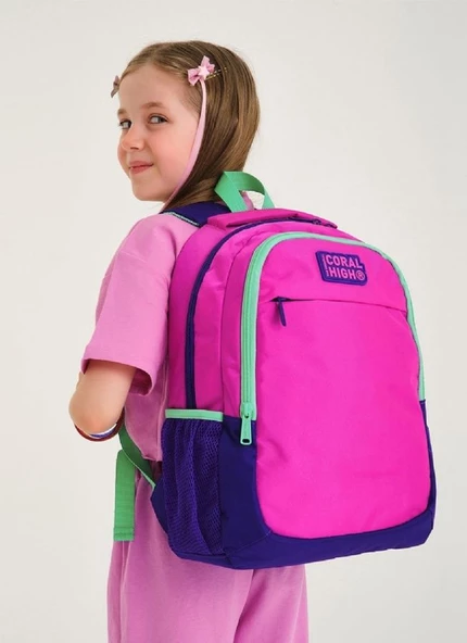 Coral High Pembe Mor Üçlü Okul Çanta Seti - Resim 2