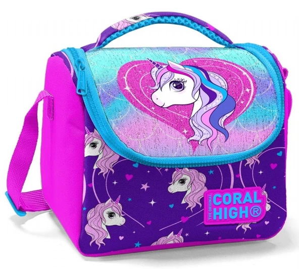 Coral High Mor Pembe Pegasus Kız Çocuk Okul Beslenme Çantası ürün görseli 1