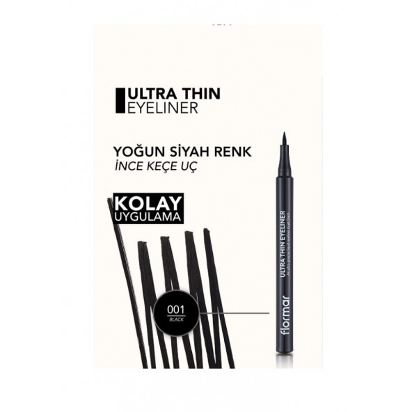 Flormar Ultra Thin Eyeliner Black 001 - Resim 5